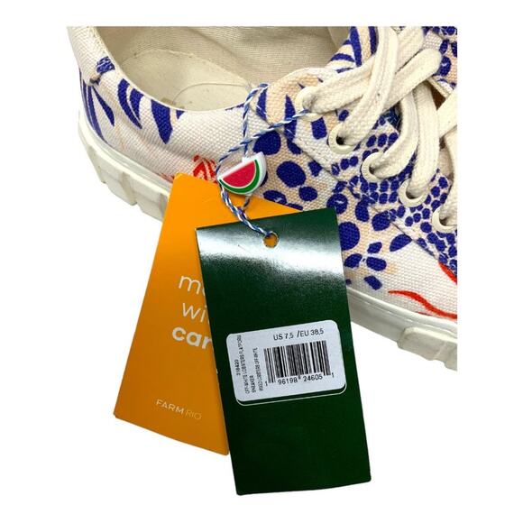 Farm Rio Graphic Lace Up Low Top Platform Sneakers Size 7.5 NWT $220 MSRP - Picture 7 of 10